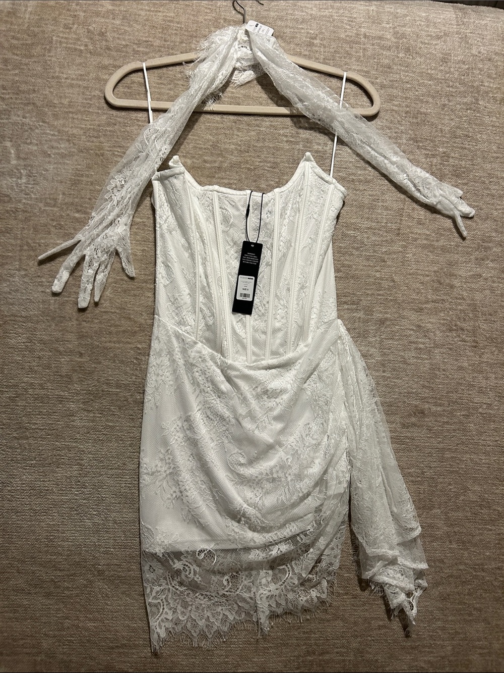 Fashion Nova White Lace Corset Mini Dress